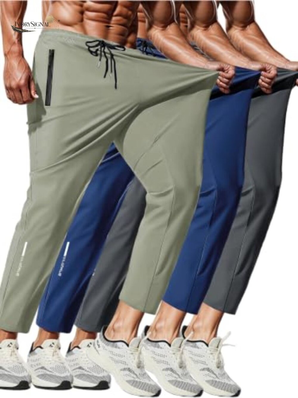 Men's Stretch Jogger Sweatpants with Zippered Pockets - Lightweight Active